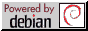 Powered by Debian. The Debian logo is also depicted